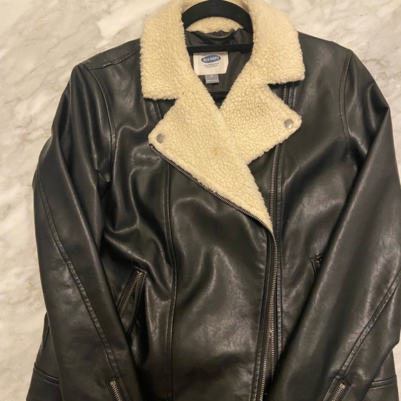 Old Navy leather sherpa coat - Picture 1 of 1